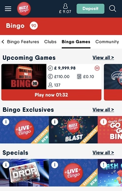 Buzz Bingo mobile app